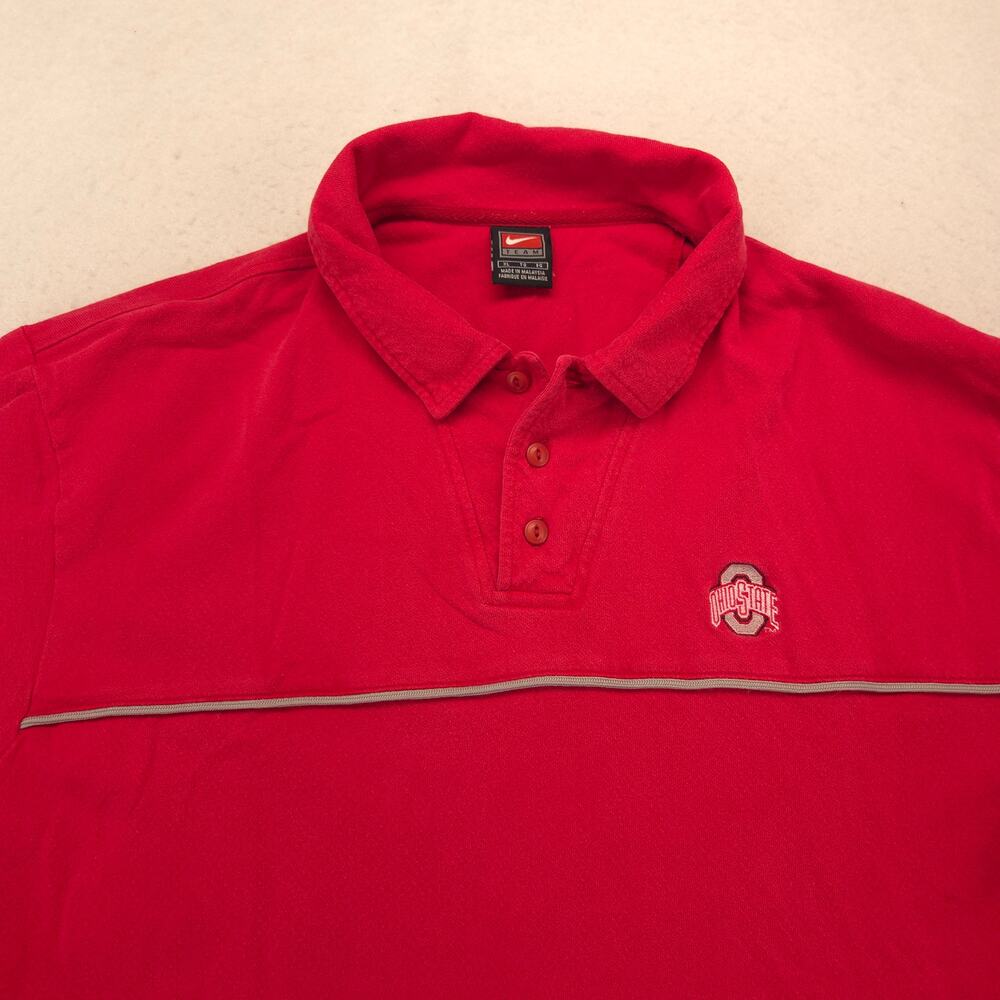 Nike Ohio State Collared Short Sleeve College Polo Shirt Mens Size XL Red